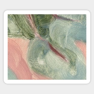 Abstract Oil Painting Herbal Green Pink Blush 1c21 Sticker